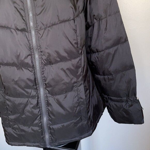 Womens Motto Quilted Puffer Jacket Coat Black Funnel Collar Plus Sz 1X Full Zip - Picture 3 of 8